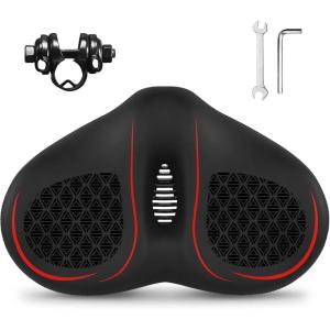 image:imageBUCKLOS New Noseless Bike Seat for Comfort MenampWomen Extra Wide Bicycle Seat Cushion Oversized Comfortabele Foam Padded Bike Saddle for Peloton Exercise Bike Ebike Cruiser Bikes1338L94WRed