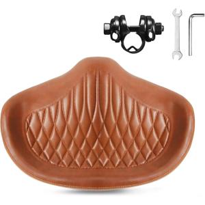 image:imageBUCKLOS New Noseless Bike Seat for Comfort MenampWomen Extra Wide Bicycle Seat Cushion Oversized Comfortabele Foam Padded Bike Saddle for Peloton Exercise Bike Ebike Cruiser Bikes13L94WBrown