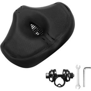 image:imageBUCKLOS New Noseless Bike Seat for Comfort MenampWomen Extra Wide Bicycle Seat Cushion Oversized Comfortabele Foam Padded Bike Saddle for Peloton Exercise Bike Ebike Cruiser Bikes114L94WBlack