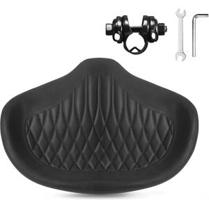 image:imageBUCKLOS New Noseless Bike Seat for Comfort MenampWomen Extra Wide Bicycle Seat Cushion Oversized Comfortabele Foam Padded Bike Saddle for Peloton Exercise Bike Ebike Cruiser Bikes13L94WBlack