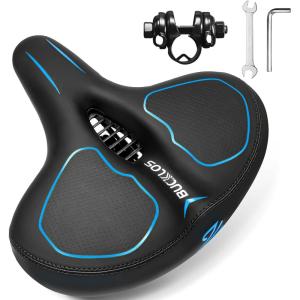 image:imageBUCKLOS Wide Bike Seat for Men Women Ebike Seats Comfort Extra Large Comfortable Bicycle Seats Saddle for EbikeCrusierExercisePeloton BikeW98relaxed comfy ridesBule