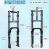 image:imageBUCKLOS 2026 inch 40 Fat Tire Bike Suspension Fork 180mm Travel 135mm Spacing Hub 9mm QR Ebike Oil MTB Fat Fork Double Crown 118 Straight Electric Bicycle Front Fork Snow Beach Mountain Bike20inch