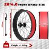 image:imageBUCKLOS 2026 x 40 Inch Fat Tire Bike Wheel Front Mountain Bicycle Rim 135mm Hub 9mm Quick Release Wheelset Aluminum Alloy Disc Brake 36 14G Spoke for MTB Ebike Beach Snow Cruiser20 Inch