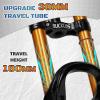 image:imageBUCKLOS Factory 38 27529 inch Downhill Fork 180mm Travel Air Suspension Fork 110  15mm Boost Straight 38mm Inner Tube Thru Axle Rebound Adjust Dual Crown Forks Disc Brake for DHAM Mountain BikesBlackgold