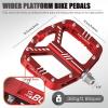 image:imageBUCKLOS MTB Flat Pedals Mountain Bike Pedals 3 Bearings CNC Adult Road Bike Pedals Bicycle Platform Aluminum Alloy NonSlip Pedal for Gravel BikeBMX 916BlackAeyinoRed