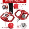 image:imageBUCKLOS Mountain Bike Pedals PDM680 Clip in Clipless Flat Combo Dual Sided  Road Bike MTB Sealed Bearing Bicycle Clips Pedal Compatible with Shimano SPD Cleats BlackRed