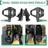 image:imageBUCKLOS Road Bike Clipless Pedals Compatible with SPDSL Cleats Flat Combo Dual Sides Carbon Fiber Sealed Bearing Bicycle Pedal Ride with SneakersCycling ShoesBlack
