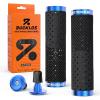 image:imageBUCKLOS GR800 GR820 3D Printed Bike Handlebar Grips Double Lockon MTB Grips with Aluminum End Plugs TPU NonSlip Waterproof Bicycle Handle Bar Grips for Mountain Bike BMX Scooter Folding BikeBlue