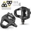 image:imageBUCKLOS Road Bike Clipless Pedals Compatible with SPDSL Cleats Flat Combo Dual Sides Carbon Fiber Sealed Bearing Bicycle Pedal Ride with SneakersCycling ShoesBlack