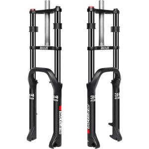 image:imageBUCKLOS 2026 inch 40 Fat Tire Bike Suspension Fork 180mm Travel 135mm Spacing Hub 9mm QR Ebike Oil MTB Fat Fork Double Crown 118 Straight Electric Bicycle Front Fork Snow Beach Mountain Bike26inch
