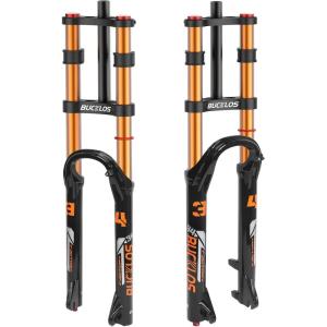 image:imageBUCKLOS 2627529 MTB Air Suspension Fork 180mm Travel Rebound Adjust Manual Lockout Double Crown Mountain Bike 34mm Stanchion 118 Threadless Straight Tube 9100mm QR XC AM Bicycle Front Fork29 inch