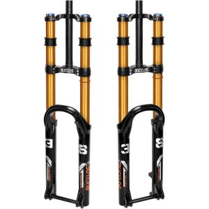 image:imageBUCKLOS Factory 38 27529 inch Downhill Fork 180mm Travel Air Suspension Fork 110  15mm Boost Straight 38mm Inner Tube Thru Axle Rebound Adjust Dual Crown Forks Disc Brake for DHAM Mountain BikesBlackgold