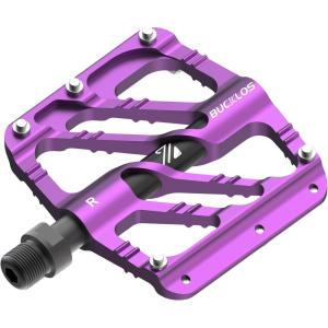 image:imageBUCKLOS MTB Flat Pedals Mountain Bike Pedals 3 Bearings CNC Adult Road Bike Pedals Bicycle Platform Aluminum Alloy NonSlip Pedal for Gravel BikeBMX 916BlackPurple