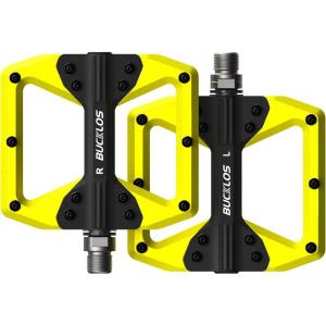 image:imageBUCKLOS MTB Flat Pedals Mountain Bike Pedals 3 Bearings CNC Adult Road Bike Pedals Bicycle Platform Aluminum Alloy NonSlip Pedal for Gravel BikeBMX 916BlackPDC860YellowBlack