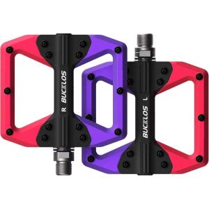 image:imageBUCKLOS MTB Flat Pedals Mountain Bike Pedals 3 Bearings CNC Adult Road Bike Pedals Bicycle Platform Aluminum Alloy NonSlip Pedal for Gravel BikeBMX 916BlackPDC860PurpleBlackRed
