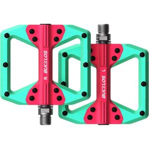 image:imageBUCKLOS MTB Flat Pedals Mountain Bike Pedals 3 Bearings CNC Adult Road Bike Pedals Bicycle Platform Aluminum Alloy NonSlip Pedal for Gravel BikeBMX 916BlackPDC860Banchi GreenRed