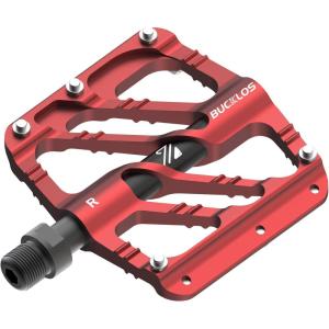 image:imageBUCKLOS MTB Flat Pedals Mountain Bike Pedals 3 Bearings CNC Adult Road Bike Pedals Bicycle Platform Aluminum Alloy NonSlip Pedal for Gravel BikeBMX 916BlackRed