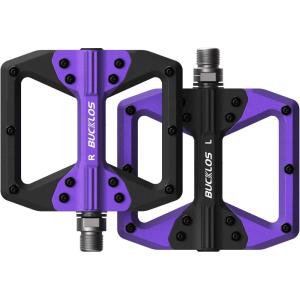 image:imageBUCKLOS MTB Flat Pedals Mountain Bike Pedals 3 Bearings CNC Adult Road Bike Pedals Bicycle Platform Aluminum Alloy NonSlip Pedal for Gravel BikeBMX 916BlackPDC860PurpleBlack