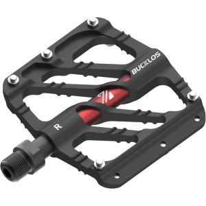 image:imageBUCKLOS MTB Flat Pedals Mountain Bike Pedals 3 Bearings CNC Adult Road Bike Pedals Bicycle Platform Aluminum Alloy NonSlip Pedal for Gravel BikeBMX 916BlackBlack