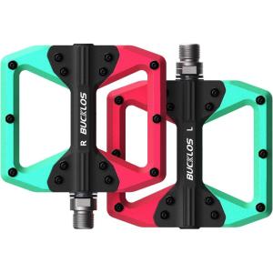 image:imageBUCKLOS MTB Flat Pedals Mountain Bike Pedals 3 Bearings CNC Adult Road Bike Pedals Bicycle Platform Aluminum Alloy NonSlip Pedal for Gravel BikeBMX 916BlackPDC860Banchi GreenBlackRed