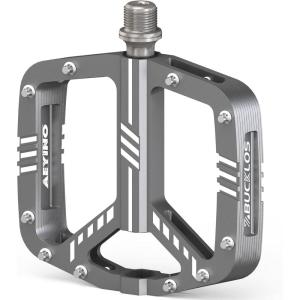 image:imageBUCKLOS MTB Flat Pedals Mountain Bike Pedals 3 Bearings CNC Adult Road Bike Pedals Bicycle Platform Aluminum Alloy NonSlip Pedal for Gravel BikeBMX 916BlackAeyinoTitanium