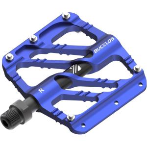 image:imageBUCKLOS MTB Flat Pedals Mountain Bike Pedals 3 Bearings CNC Adult Road Bike Pedals Bicycle Platform Aluminum Alloy NonSlip Pedal for Gravel BikeBMX 916BlackBlue