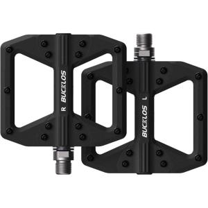 image:imageBUCKLOS MTB Flat Pedals Mountain Bike Pedals 3 Bearings CNC Adult Road Bike Pedals Bicycle Platform Aluminum Alloy NonSlip Pedal for Gravel BikeBMX 916BlackPDC860Black