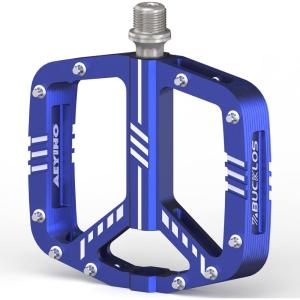 image:imageBUCKLOS MTB Flat Pedals Mountain Bike Pedals 3 Bearings CNC Adult Road Bike Pedals Bicycle Platform Aluminum Alloy NonSlip Pedal for Gravel BikeBMX 916BlackAeyinoBlue