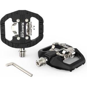 image:imageBUCKLOS Mountain Bike Pedals Clip in and Flat Platform Dual Sided Lightweight Nylon Clipless Pedals Compatible with Shimano SPD Bicycle Cleats Cycling Shoes Fit Gravel MTB Indoor Road BikePDM650Black