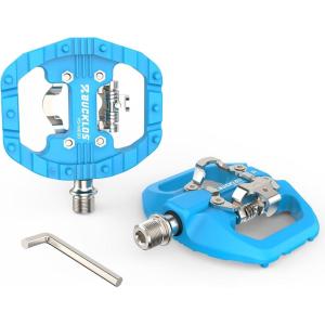 image:imageBUCKLOS Mountain Bike Pedals Clip in and Flat Platform Dual Sided Lightweight Nylon Clipless Pedals Compatible with Shimano SPD Bicycle Cleats Cycling Shoes Fit Gravel MTB Indoor Road BikePDM650Blue