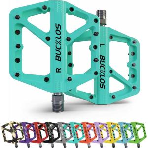 image:imageBUCKLOS Mountain Bike Pedals MTB Pedals Flat Adult Bicycle Road Bike Large Platform Nylon NonSlip Pedal for Gravel BikeHybrid Bike 916bianchi green