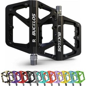 image:imageBUCKLOS Mountain Bike Pedals MTB Pedals Flat Adult Bicycle Road Bike Large Platform Nylon NonSlip Pedal for Gravel BikeHybrid Bike 916black