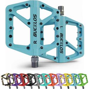 image:imageBUCKLOS Mountain Bike Pedals MTB Pedals Flat Adult Bicycle Road Bike Large Platform Nylon NonSlip Pedal for Gravel BikeHybrid Bike 916blue