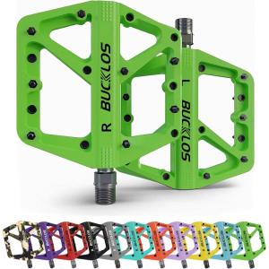 image:imageBUCKLOS Mountain Bike Pedals MTB Pedals Flat Adult Bicycle Road Bike Large Platform Nylon NonSlip Pedal for Gravel BikeHybrid Bike 916green
