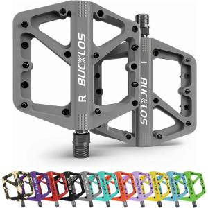 image:imageBUCKLOS Mountain Bike Pedals MTB Pedals Flat Adult Bicycle Road Bike Large Platform Nylon NonSlip Pedal for Gravel BikeHybrid Bike 916grey
