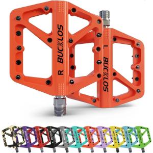 image:imageBUCKLOS Mountain Bike Pedals MTB Pedals Flat Adult Bicycle Road Bike Large Platform Nylon NonSlip Pedal for Gravel BikeHybrid Bike 916orange