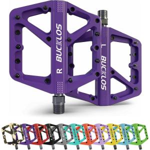 image:imageBUCKLOS Mountain Bike Pedals MTB Pedals Flat Adult Bicycle Road Bike Large Platform Nylon NonSlip Pedal for Gravel BikeHybrid Bike 916purple
