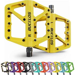 image:imageBUCKLOS Mountain Bike Pedals MTB Pedals Flat Adult Bicycle Road Bike Large Platform Nylon NonSlip Pedal for Gravel BikeHybrid Bike 916yellow