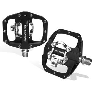 image:imageBUCKLOS Mountain Bike Pedals PDM680 Clip in Clipless Flat Combo Dual Sided  Road Bike MTB Sealed Bearing Bicycle Clips Pedal Compatible with Shimano SPD Cleats BlackBlack