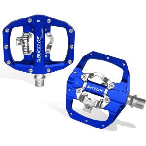 image:imageBUCKLOS Mountain Bike Pedals PDM680 Clip in Clipless Flat Combo Dual Sided  Road Bike MTB Sealed Bearing Bicycle Clips Pedal Compatible with Shimano SPD Cleats BlackBlue