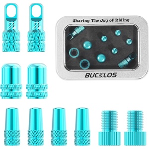 image:imageBUCKLOS Bike Tire Valve Stem Cap Set Presta Valve and Schrader Valve Caps Valve Cap with Valve Core Removing Function Presta Valve Adapter 10Pcs Fit Mountain Bike Road BikesTurquoise
