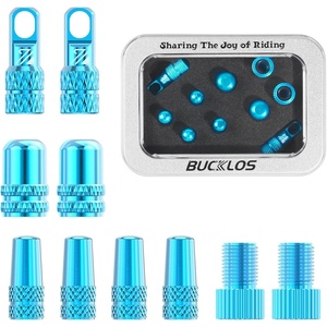 image:imageBUCKLOS Bike Tire Valve Stem Cap Set Presta Valve and Schrader Valve Caps Valve Cap with Valve Core Removing Function Presta Valve Adapter 10Pcs Fit Mountain Bike Road BikesBlue