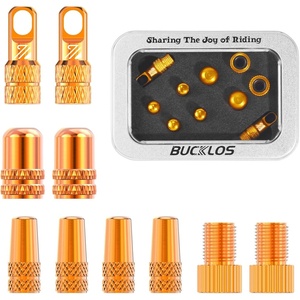 image:imageBUCKLOS Bike Tire Valve Stem Cap Set Presta Valve and Schrader Valve Caps Valve Cap with Valve Core Removing Function Presta Valve Adapter 10Pcs Fit Mountain Bike Road BikesOrange
