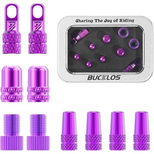 image:imageBUCKLOS Bike Tire Valve Stem Cap Set Presta Valve and Schrader Valve Caps Valve Cap with Valve Core Removing Function Presta Valve Adapter 10Pcs Fit Mountain Bike Road BikesPurple