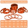 image:imageBUCKLOS 11PCS Headset Spacer Bike 118 Fork Stem Aluminum Carbon Fiber Washer  20 15 10 5 3 2 mm Mountain Bikes Road Bicycle Threadless Ultralight Headset Spacers fit MTB Road BMX Folding BikesOrange