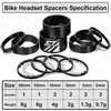 image:imageBUCKLOS 11PCS Headset Spacer Bike 118 Fork Stem Aluminum Carbon Fiber Washer  20 15 10 5 3 2 mm Mountain Bikes Road Bicycle Threadless Ultralight Headset Spacers fit MTB Road BMX Folding BikesBlack