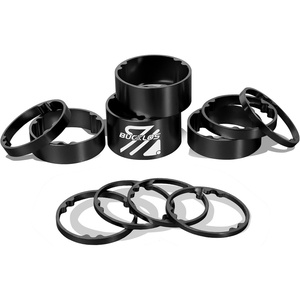 image:imageBUCKLOS 11PCS Headset Spacer Bike 118 Fork Stem Aluminum Carbon Fiber Washer  20 15 10 5 3 2 mm Mountain Bikes Road Bicycle Threadless Ultralight Headset Spacers fit MTB Road BMX Folding BikesBlack