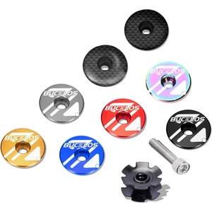 image:imageBUCKLOS Bike Headset Top Cap amp Star Nut Aluminum AlloyCarbon Fiber Fits 118 Fork Handlebar Stems Headset Top Cap with Aluminum ScrewAL6061Red