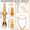 image:imageBUCKLOS Tubeless Presta Valve Stem 404455606580100 mm Valve Stem Kit with Valve Core Removal Tool for Road BikeMountain BikeMTB Fit Most Bicycle Rims Super Light Durable Aluminum Stem BlackOrange