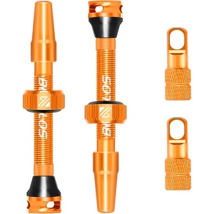image:imageBUCKLOS Tubeless Presta Valve Stem 404455606580100 mm Valve Stem Kit with Valve Core Removal Tool for Road BikeMountain BikeMTB Fit Most Bicycle Rims Super Light Durable Aluminum Stem BlackOrange